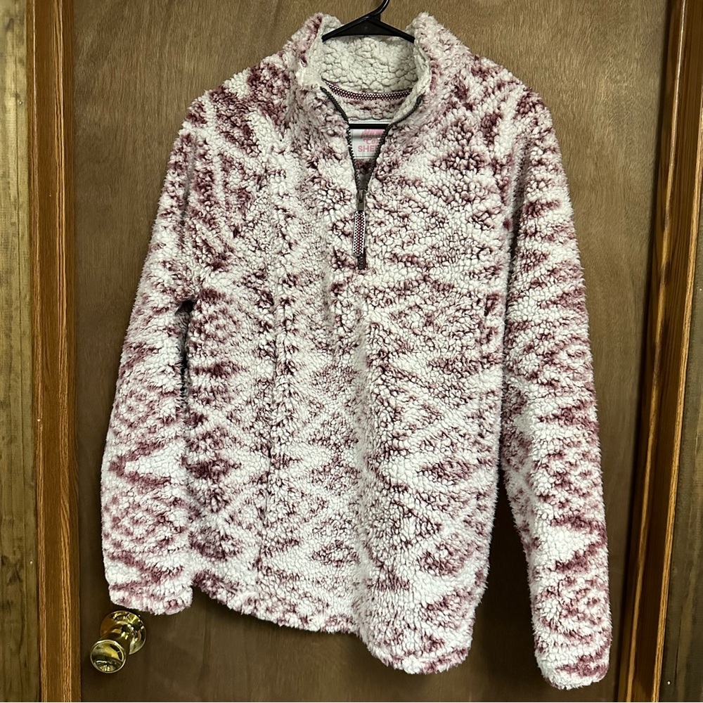 Cozy Sherpa‎ Quarter Zip Sweatshirt Large